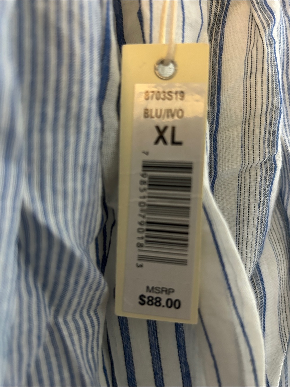 Max Studio Lightweight Blue Striped Cotton Skirt - Picture 2 of 9